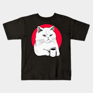 White Coffee Cats Original Aesthetic Tribute 〶 Kids T-Shirt